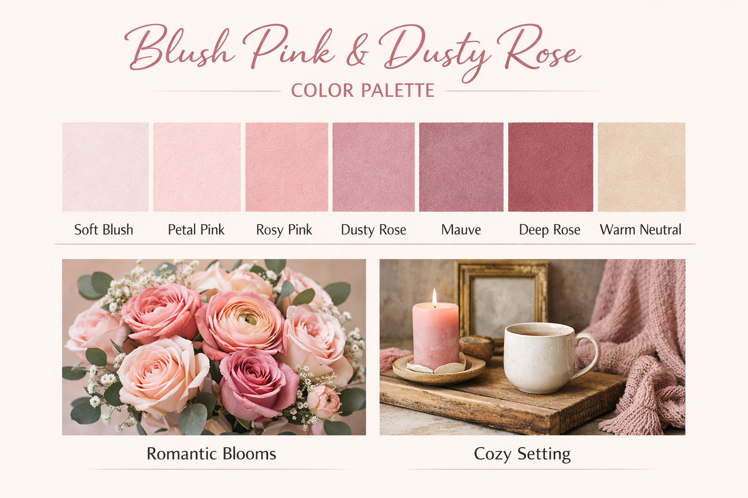 Blush pink and dusty rose